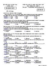 Đề kiểm tra học kỳ I môn Tiếng Anh Lớp 10 - Mã đề 503 - Năm học 2018-2019 - Sở giáo dục và đào tạo Quảng Nam